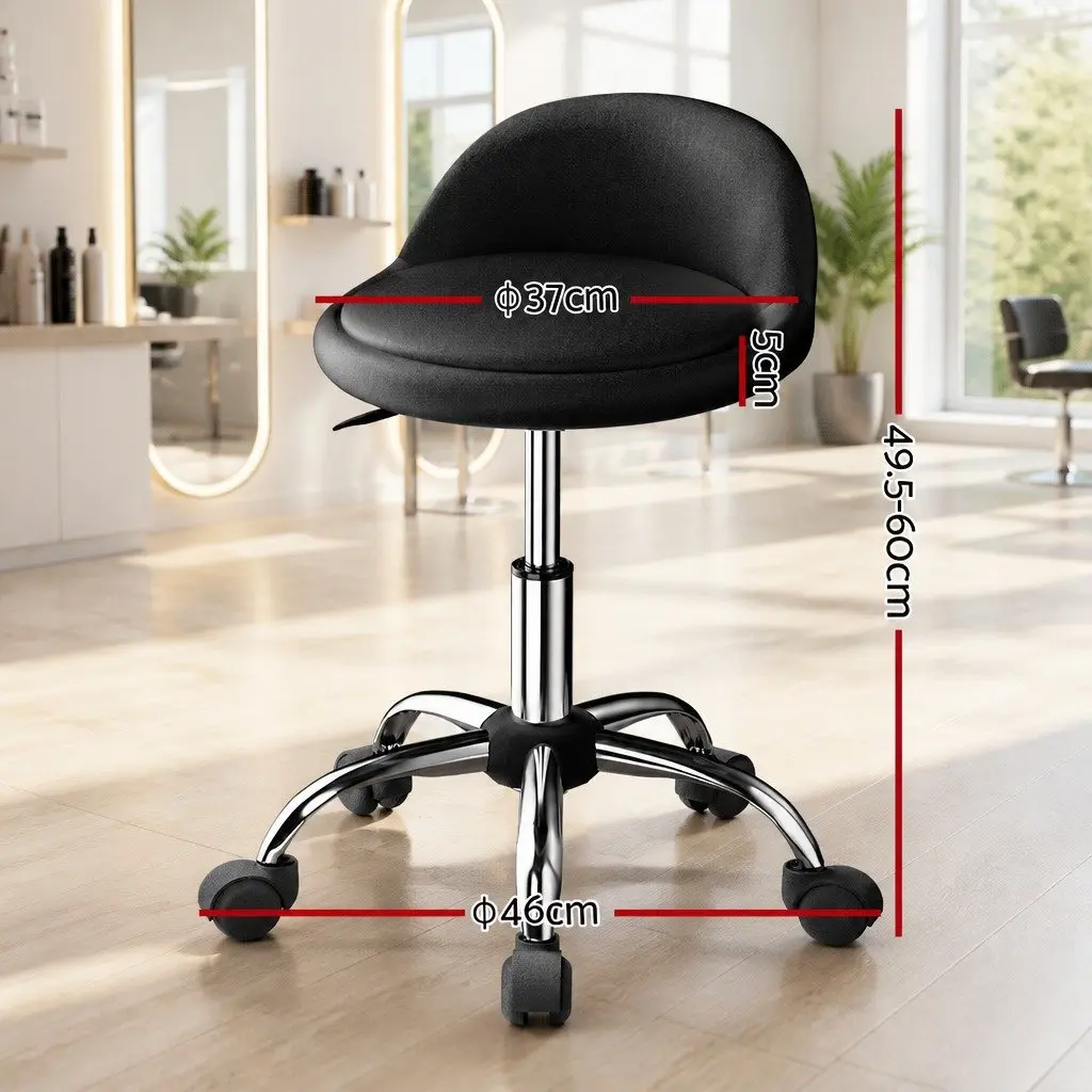 Salon Stool Swivel Chair PVC Leather Adjustable Height Black