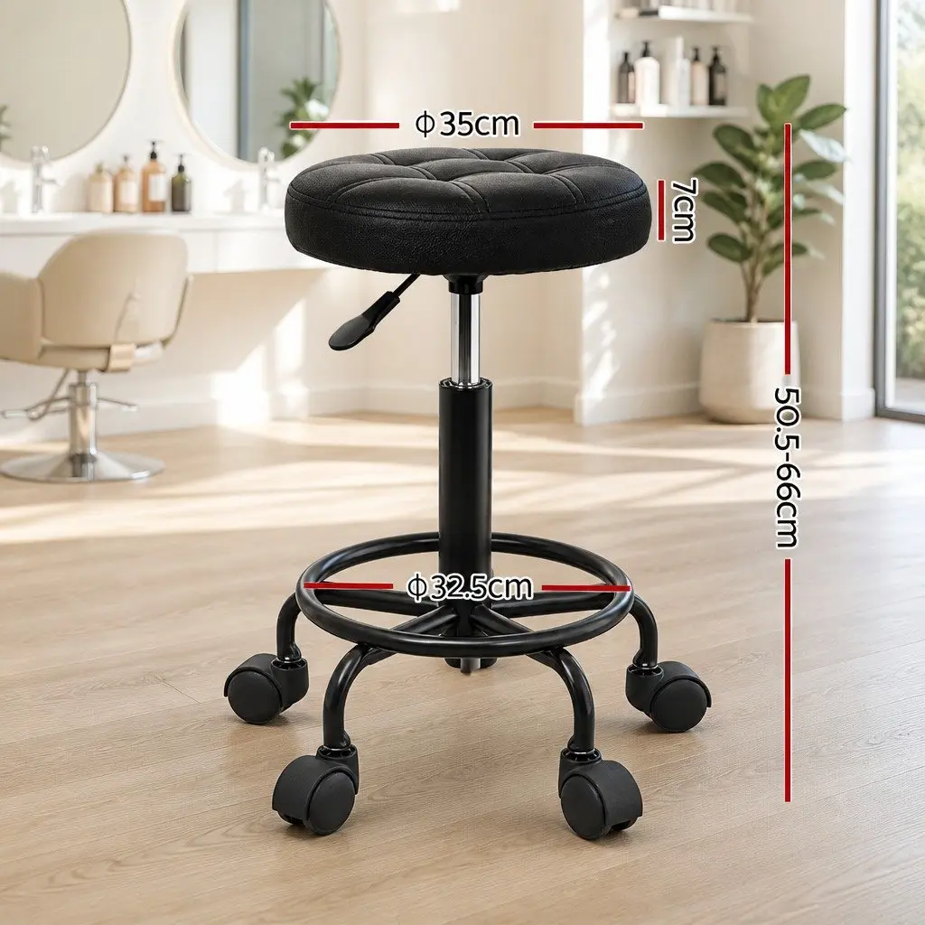Black Adjustable Height Round Swivel Salon Stool