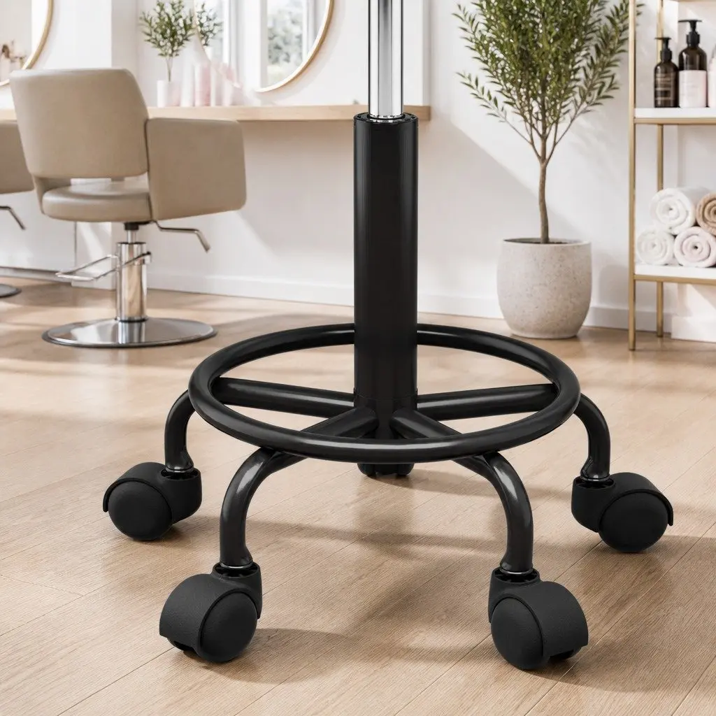 Black Adjustable Height Round Swivel Salon Stool