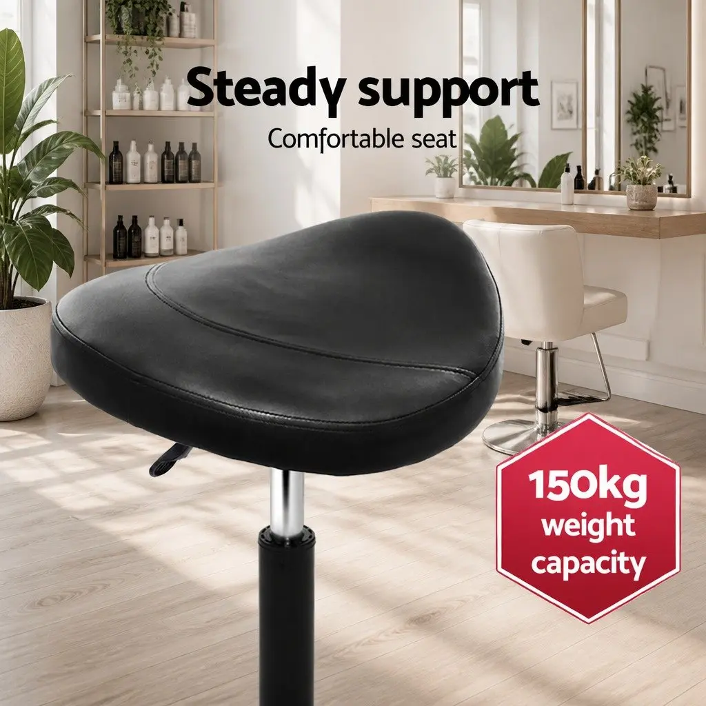 Black Saddle Swivel Stool with 360° Rotation