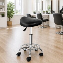 Salon Stool Saddle Swivel Chair Black Adjustable Height Barber Tattoo Parlour