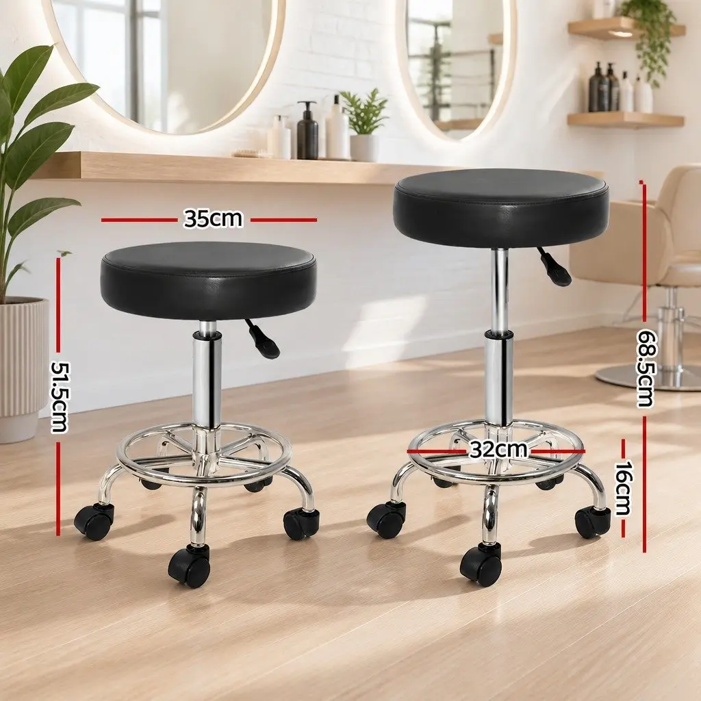 Round Swivel Salon Stool Set in Black