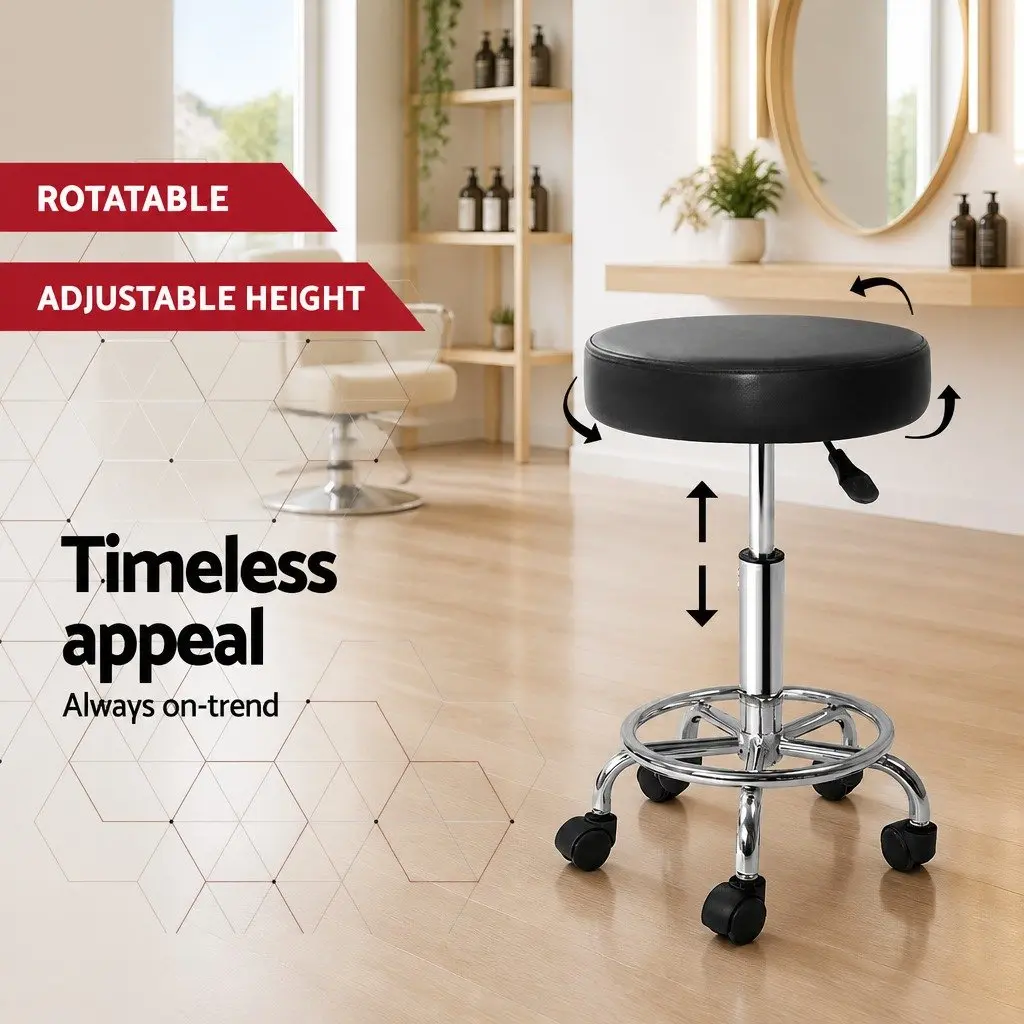 Round Swivel Salon Stool Set in Black