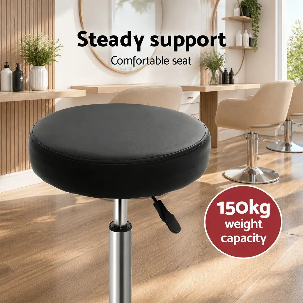 Round Swivel Salon Stool Set in Black