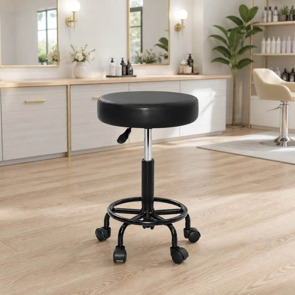 Round Swivel Chair with Adjustable Height for Salons