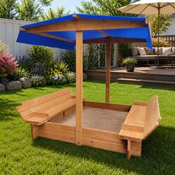 Wooden Canopy Sandbox for Kids 120cm Outdoor Play Area