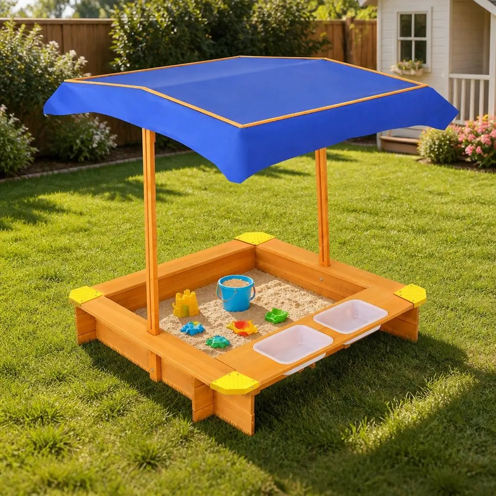 Kids Sandbox with Canopy and Water Basins 103cm
