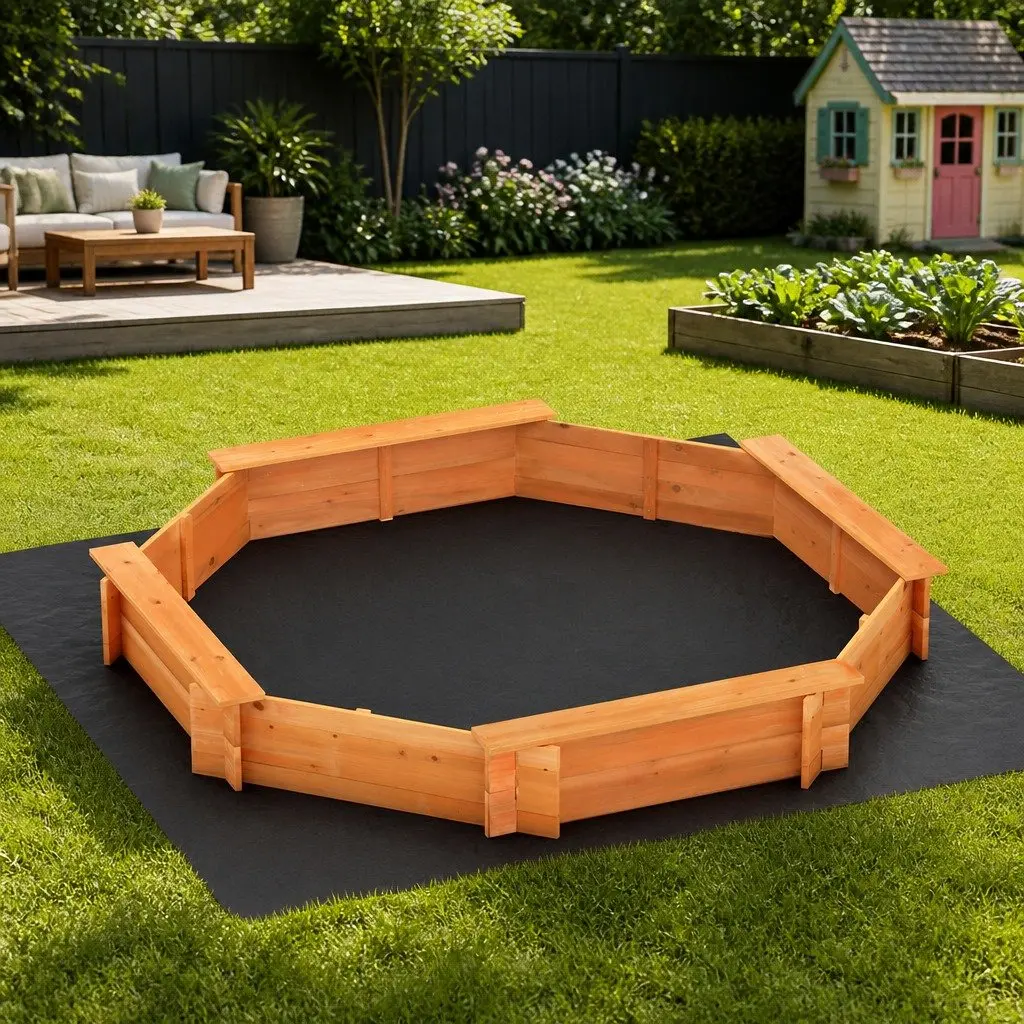 Wooden Octagon Sandpit for Kids with Cover