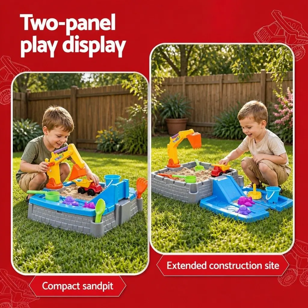 Kids 2-in-1 Sandpit Water Table with Excavator