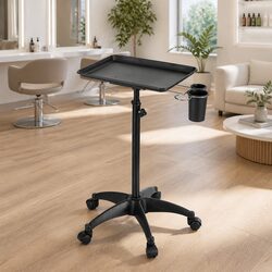 Durable Black Salon Trolley Cart with Five Wheels