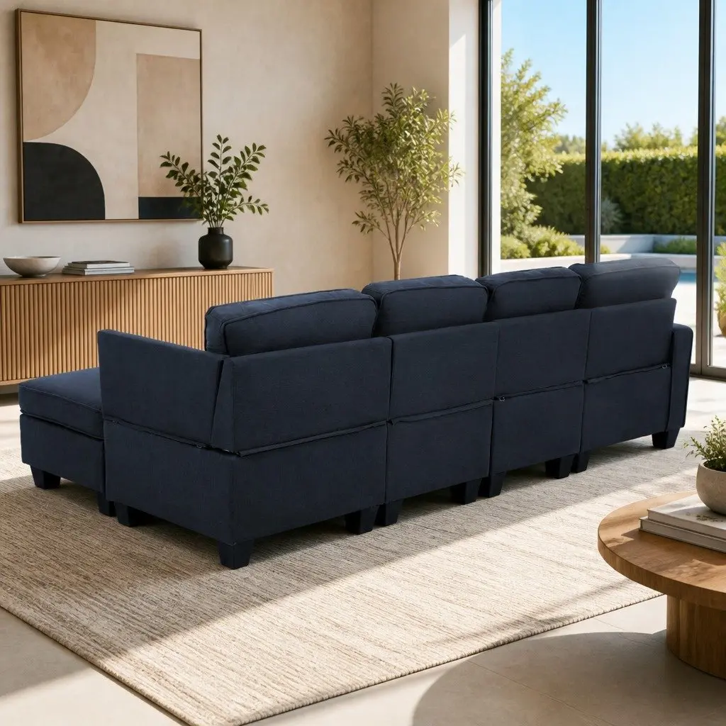 5-Seater Modular Sofa Chaise Set in Dark Grey