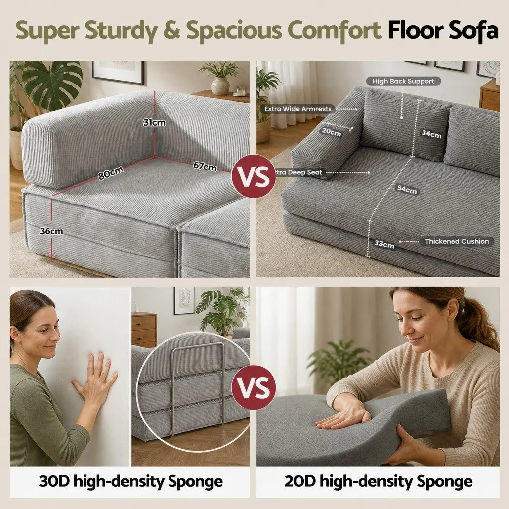 Grey Convertible Sofa Bed 2-Seater Couch
