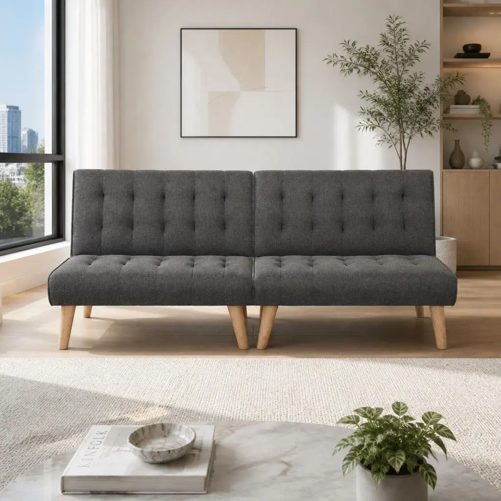 Reclining Sofa Bed Set in Grey Fabric for Comfort