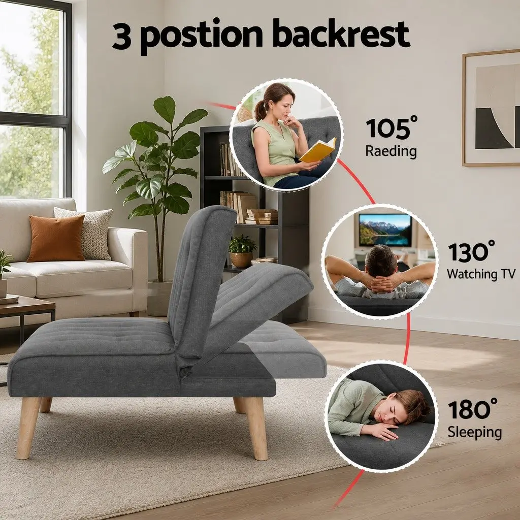 Reclining Sofa Bed Set in Grey Fabric for Comfort