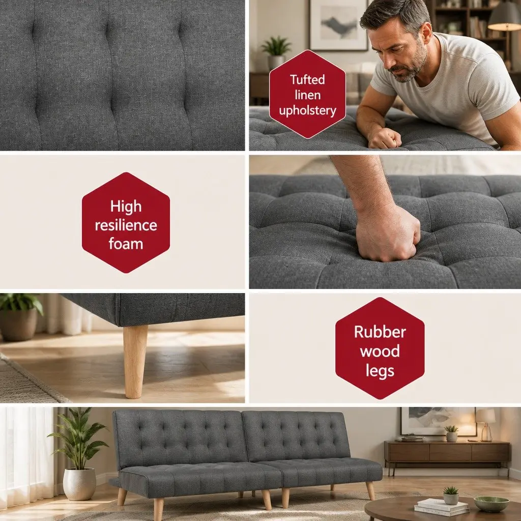 Reclining Sofa Bed Set in Grey Fabric for Comfort