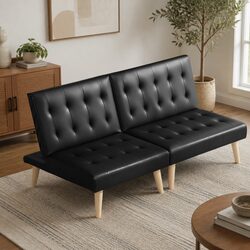 2 Seater Sofa Bed Lounge Recliner Couch Fabric Black Adjustable Backrest