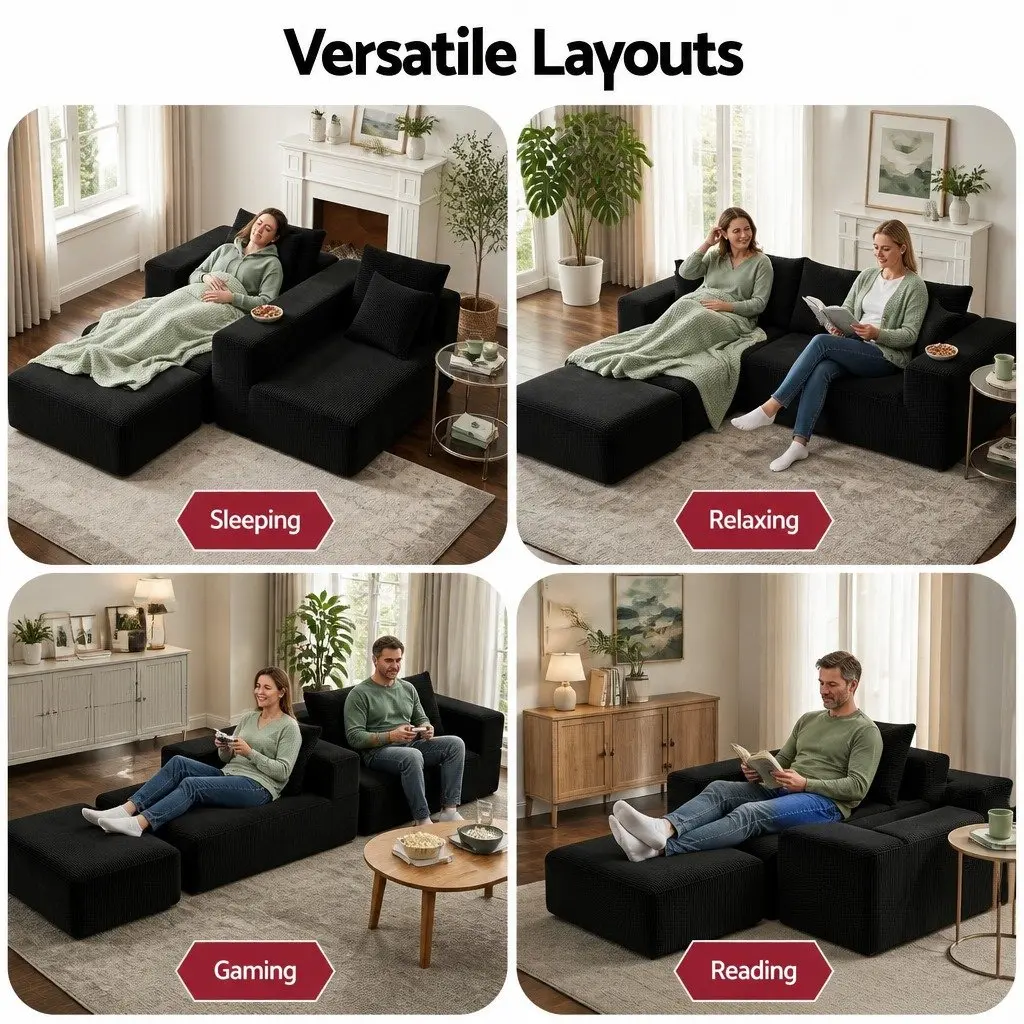 Modular Sofa Bed with Ottoman Sectional