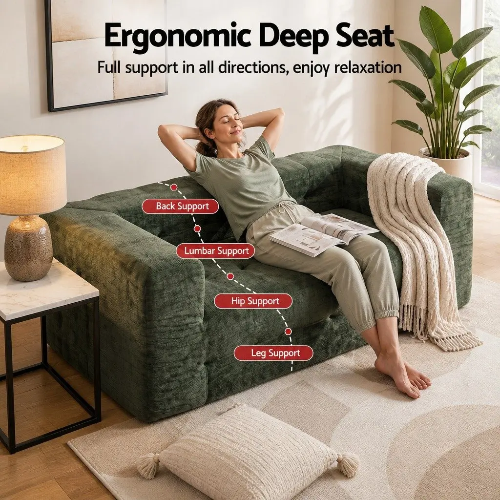 3-Seater Sofa Bed Chenille Green
