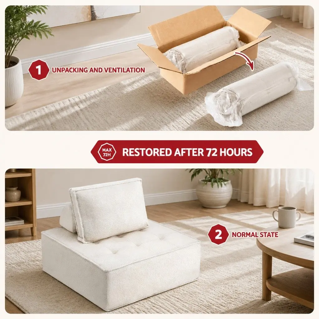 White Folding Floor Sofa Lounge Chair with Pillow