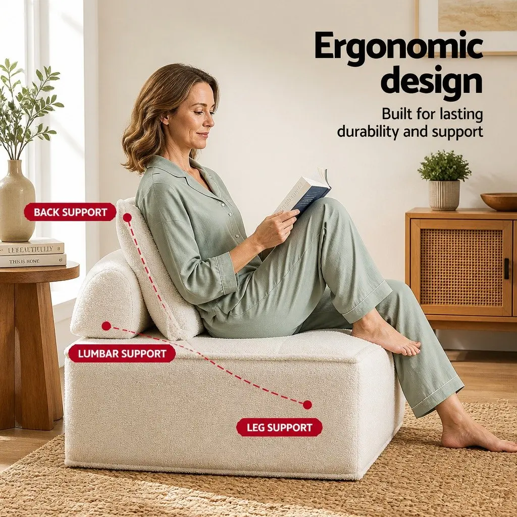 Floor Sofa Chair with Removable Cushions in White