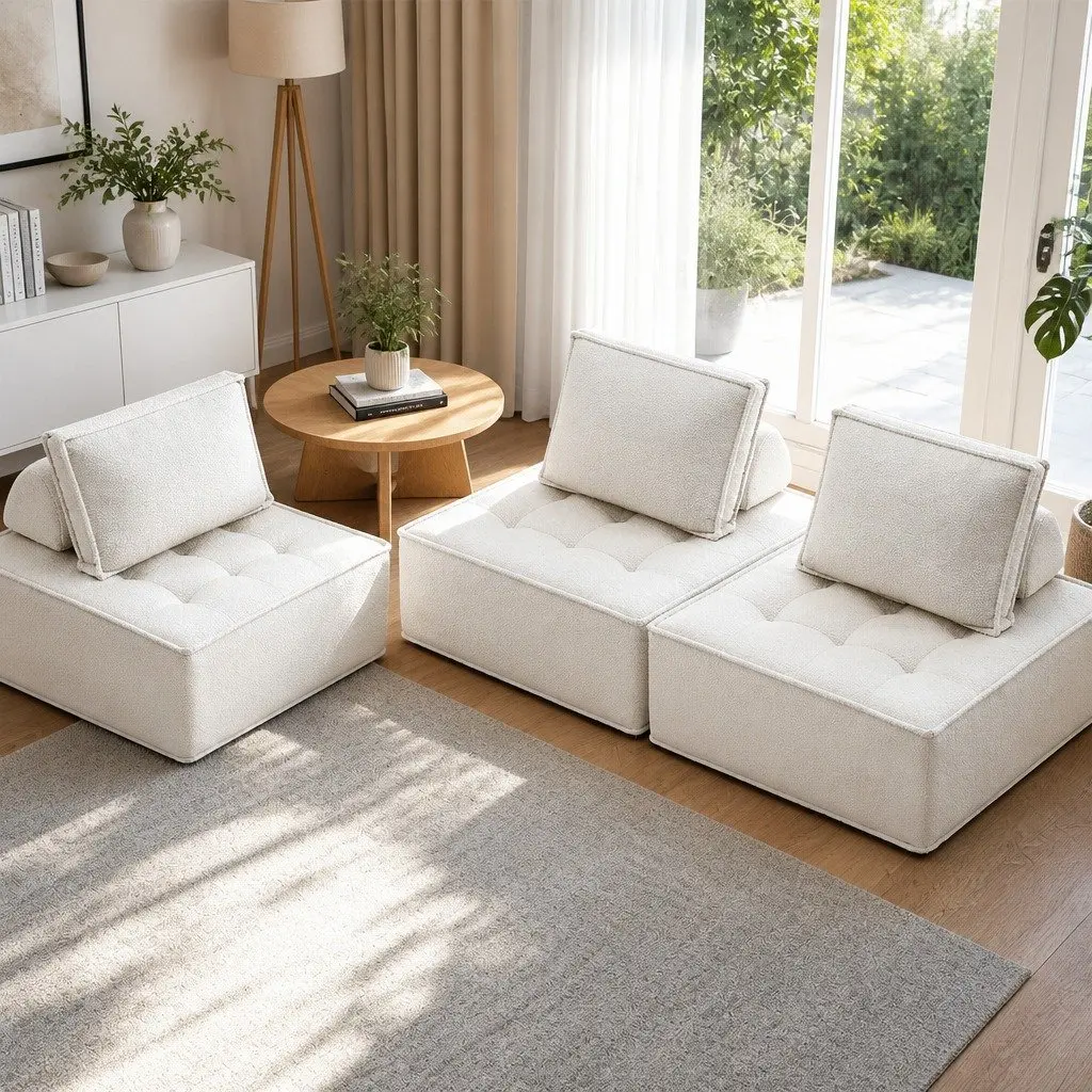 3-Seater Floor Sofa Lounge Chair with Cushions
