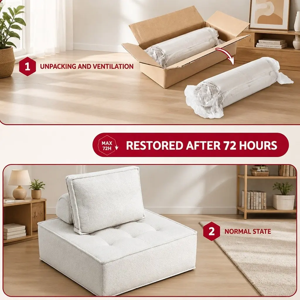 Floor Sofa Lounge Chair Boucle Fabric 86cm x 86cm x 76cm White