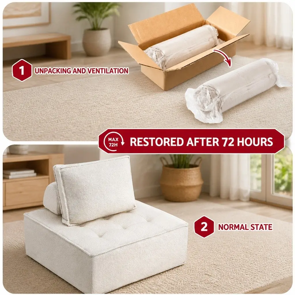 Floor Sofa Modular Cushion Couch Boucle Fabric 86cm White