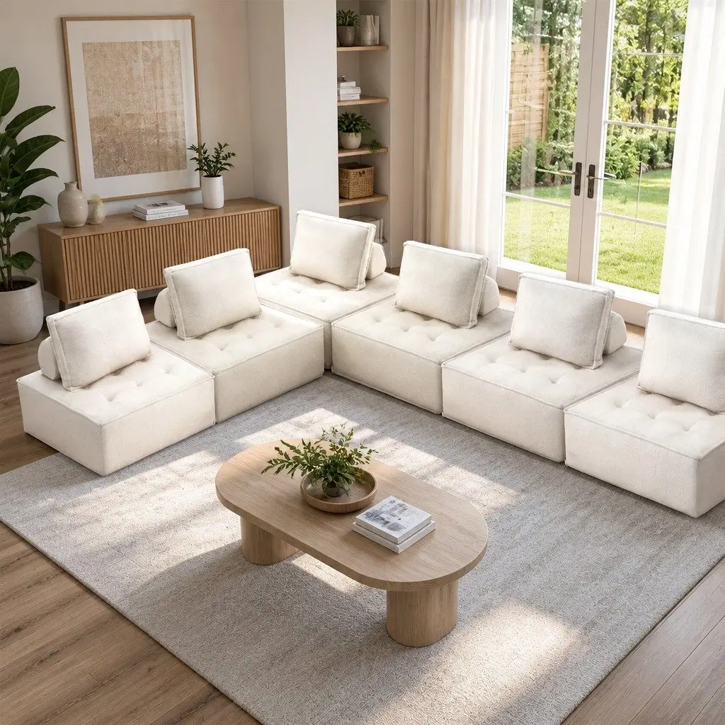 6 Seater Floor Sofa Lounge Chair with Removable Cushions