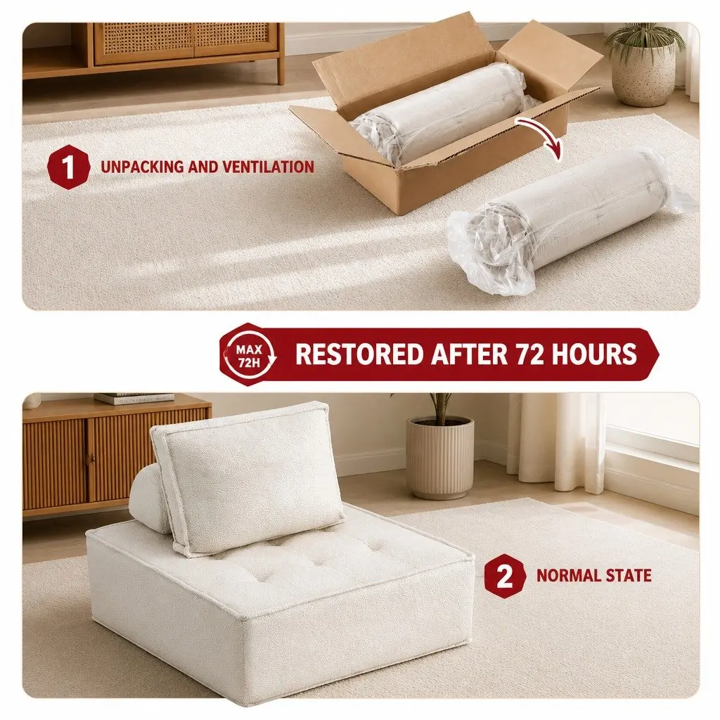 Floor Sofa Lounge Chair Cotton 86cm x 86cm x 76cm White 6 Piece