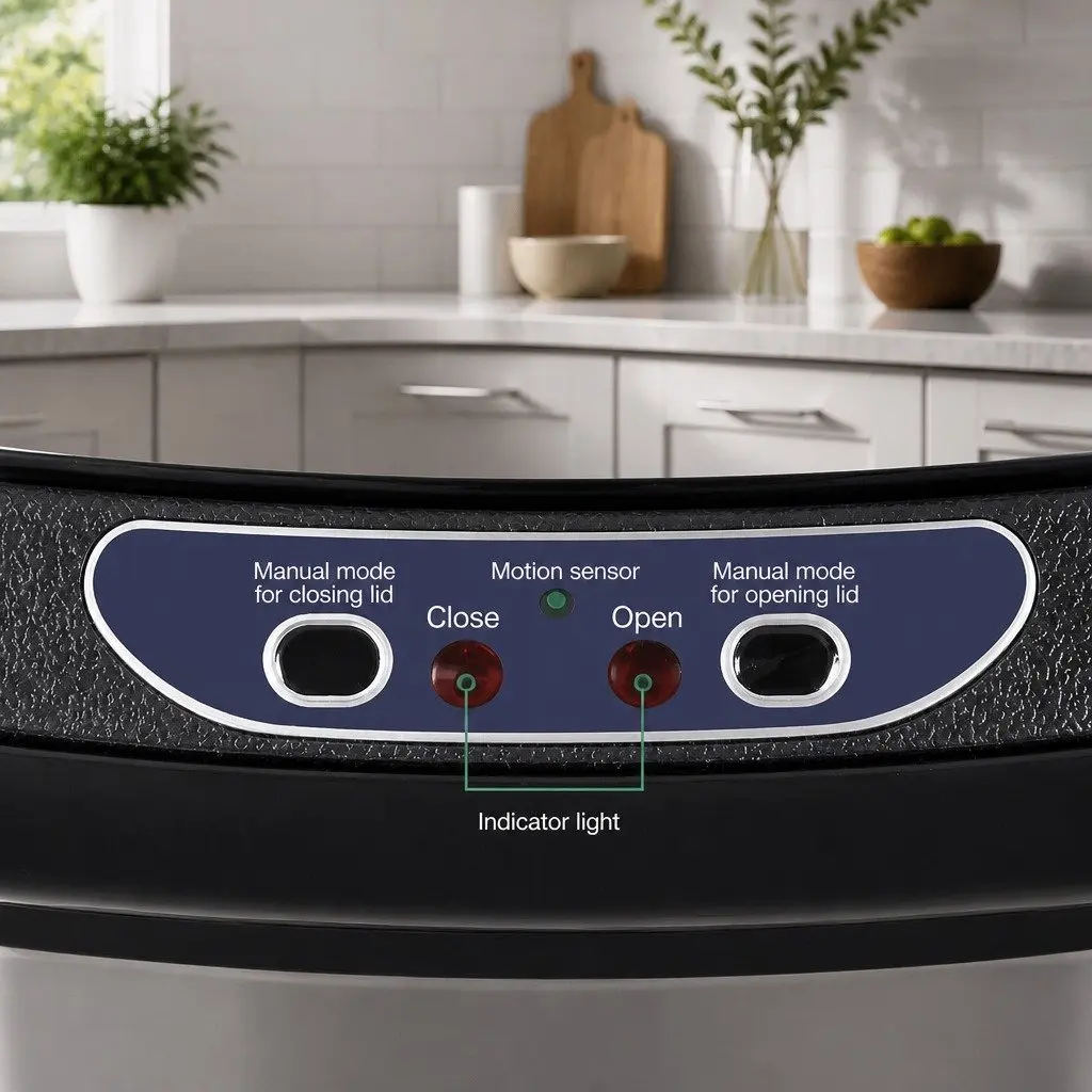 58L Motion Sensor Rubbish Bin in Black Steel