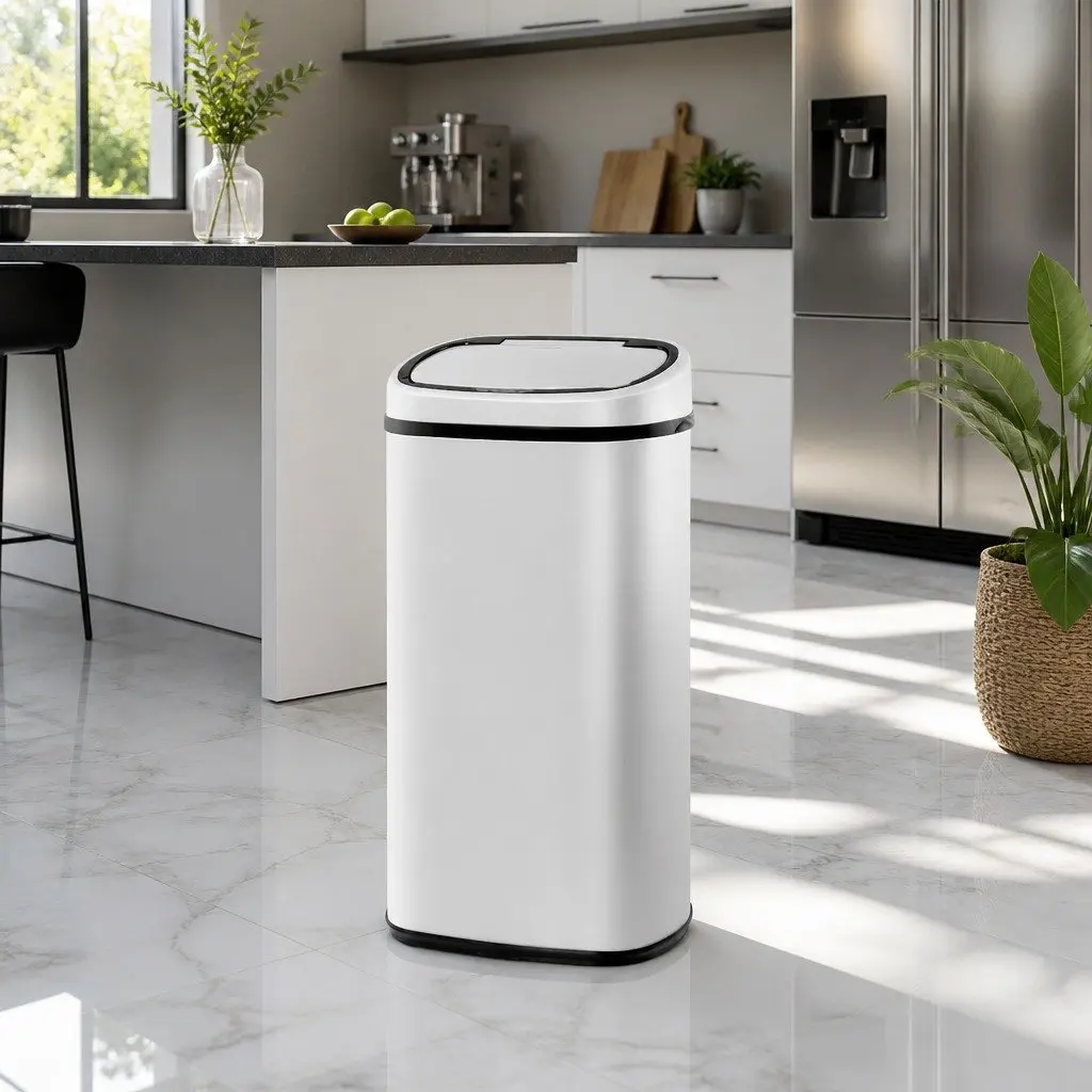 Automatic Motion Sensor Waste Bin 58L White Steel