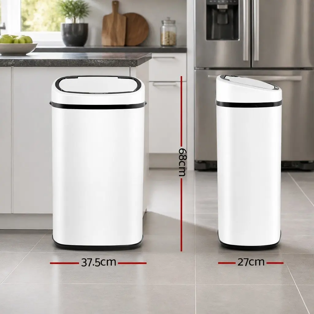 Automatic Motion Sensor Waste Bin 58L White Steel