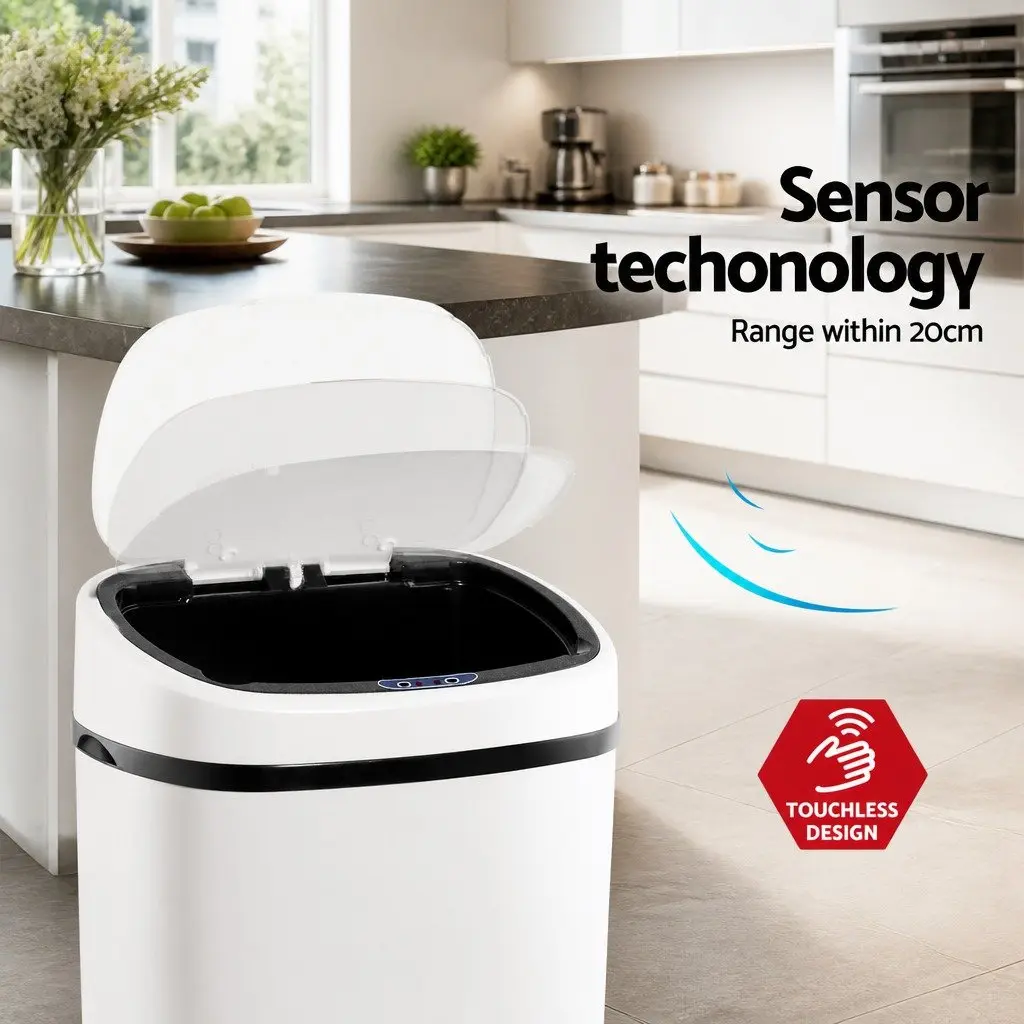Automatic Motion Sensor Waste Bin 58L White Steel