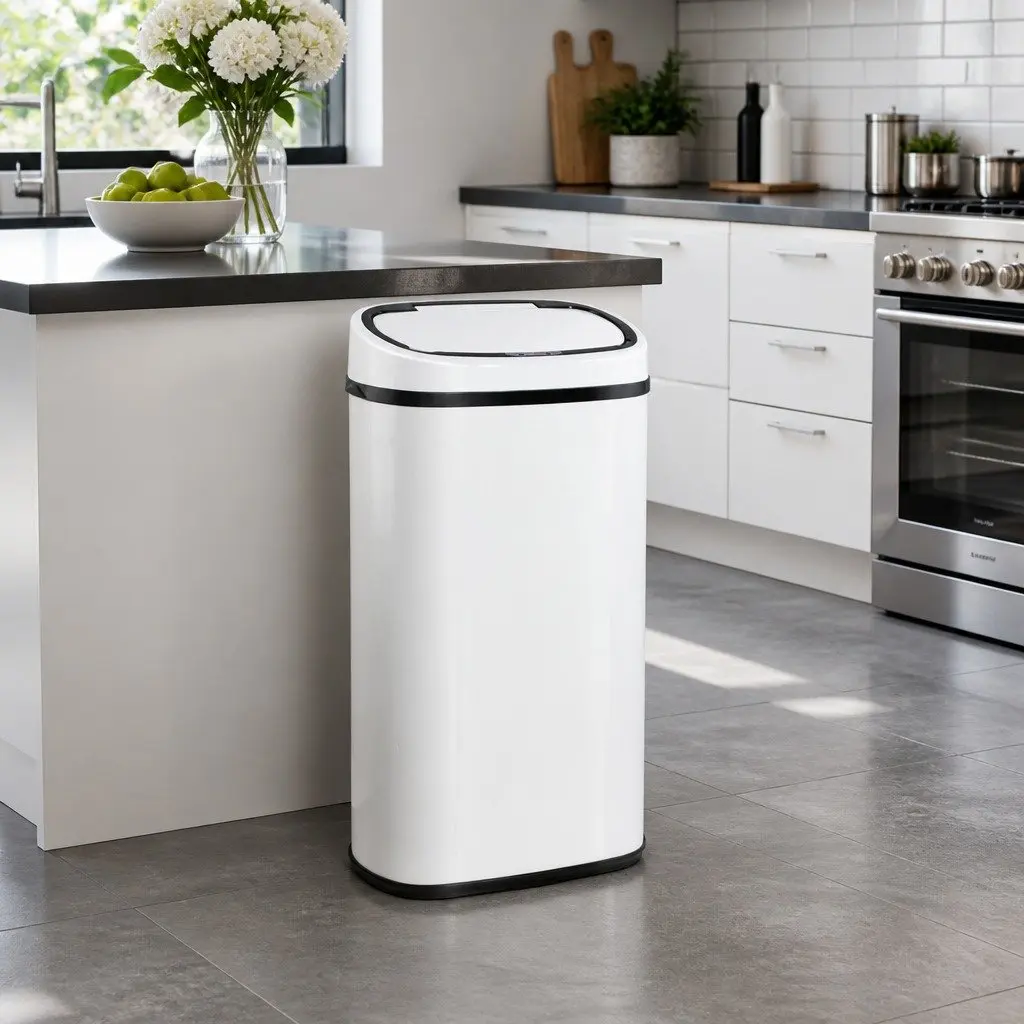 Automatic Motion Sensor Waste Bin 58L White Steel
