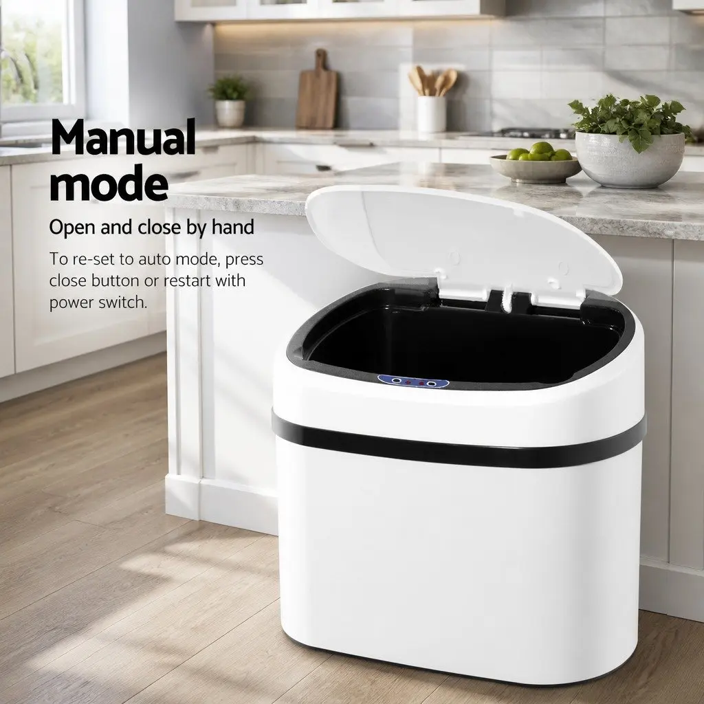 Automatic 68L Motion Sensor Rubbish Bin in White Steel