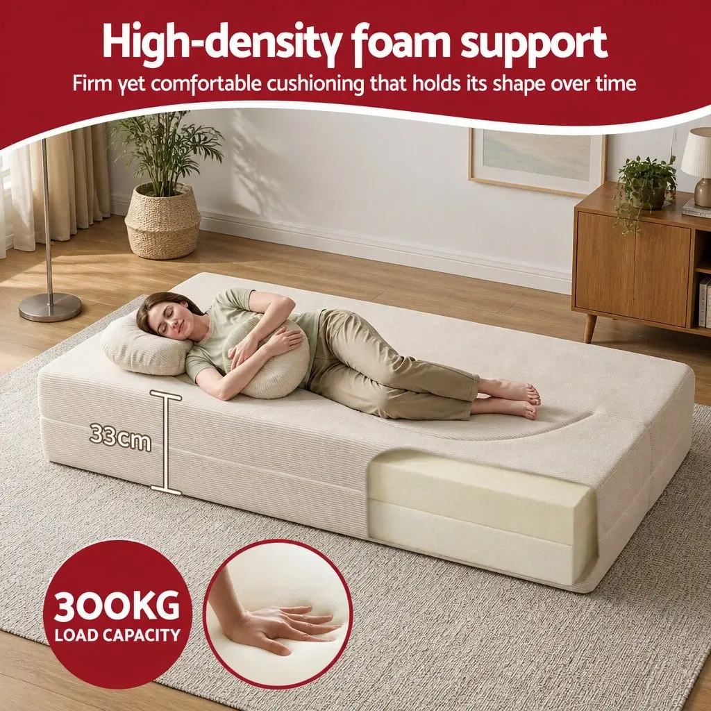 Sofa Bed Corduroy Fabric 203cm Beige