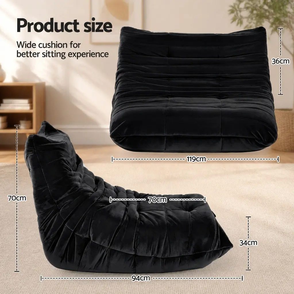 2 Seater Lazy Sofa Floor Couch Armless Lounge Chair Accent Caterpillar Design