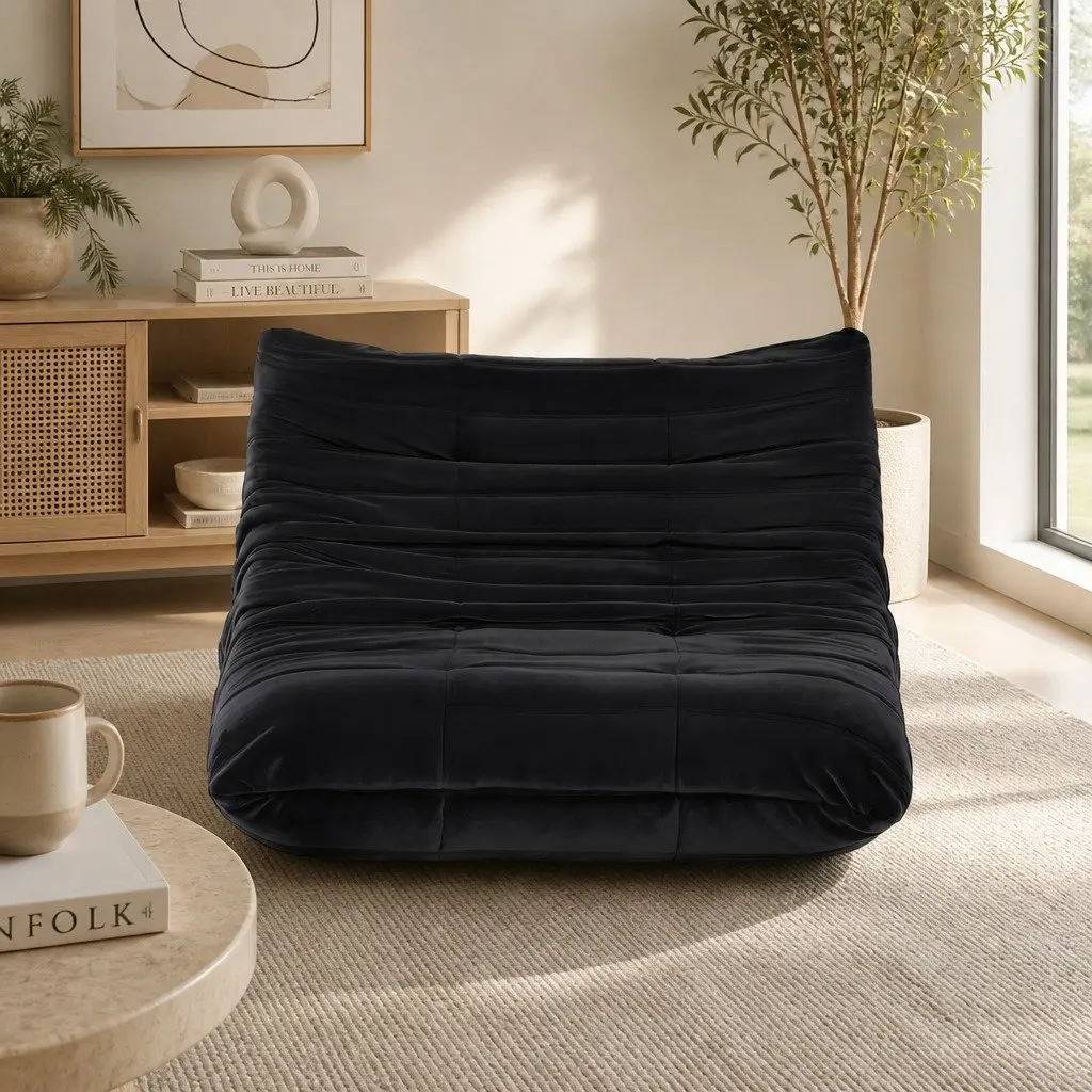 2 Seater Lazy Sofa Floor Couch Armless Lounge Chair Accent Caterpillar Design
