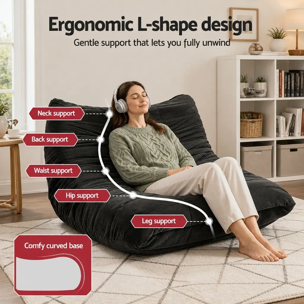 2 Seater Lazy Sofa Floor Couch Armless Lounge Chair Accent Caterpillar Design