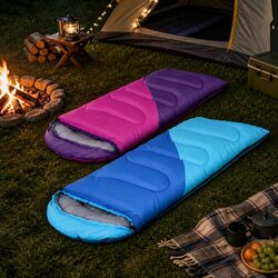 Set of 2 Kids Thermal Sleeping Bags for Camping 172cm