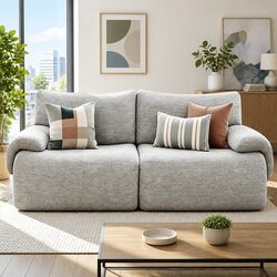 Stylish 2-Seater Sofa Couch Bed in Grey – No Assembly Needed