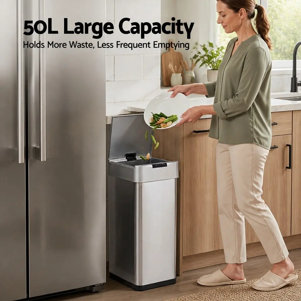 Automatic Bin Stainless Steel 50L Silver