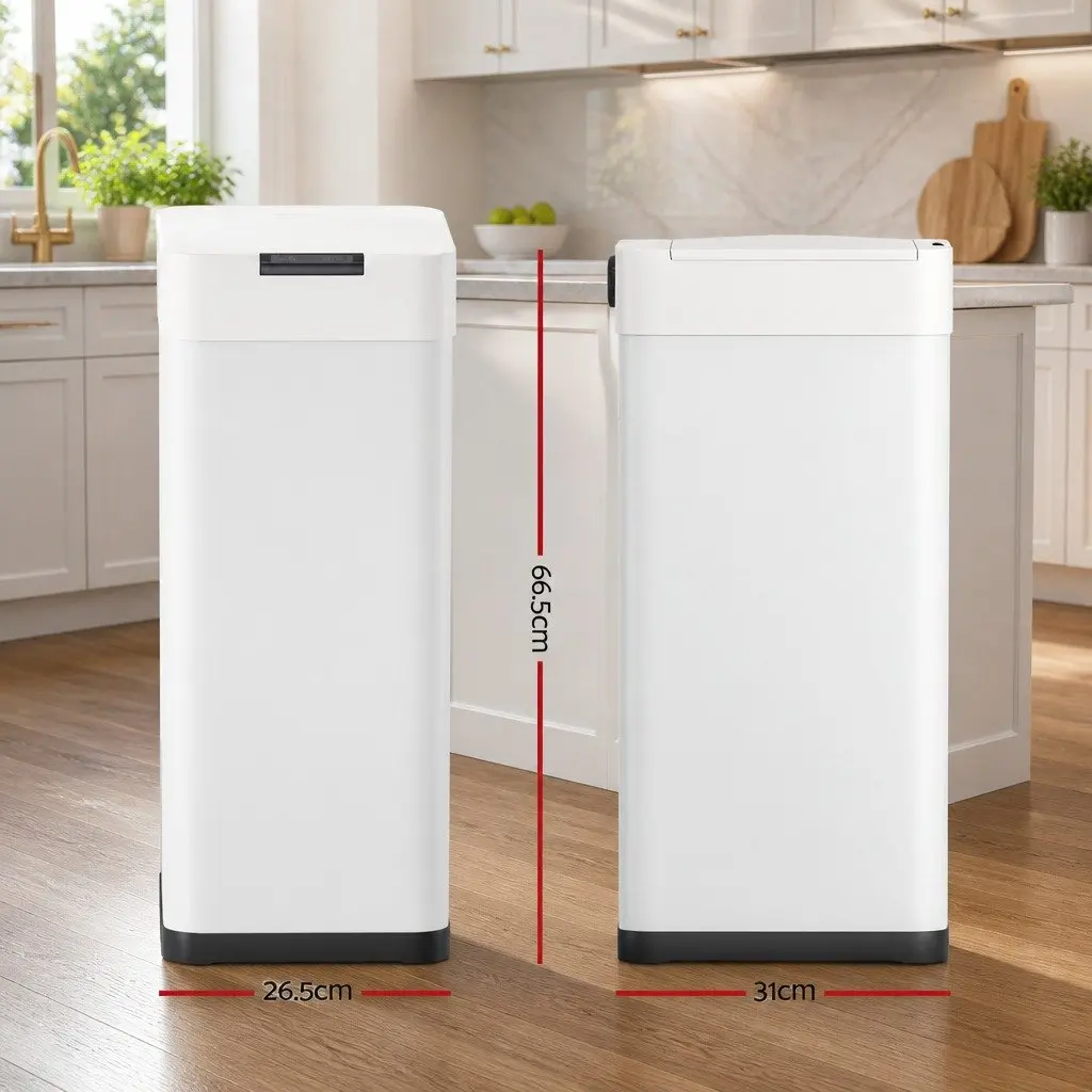 Automatic Trash Can Iron 50L White