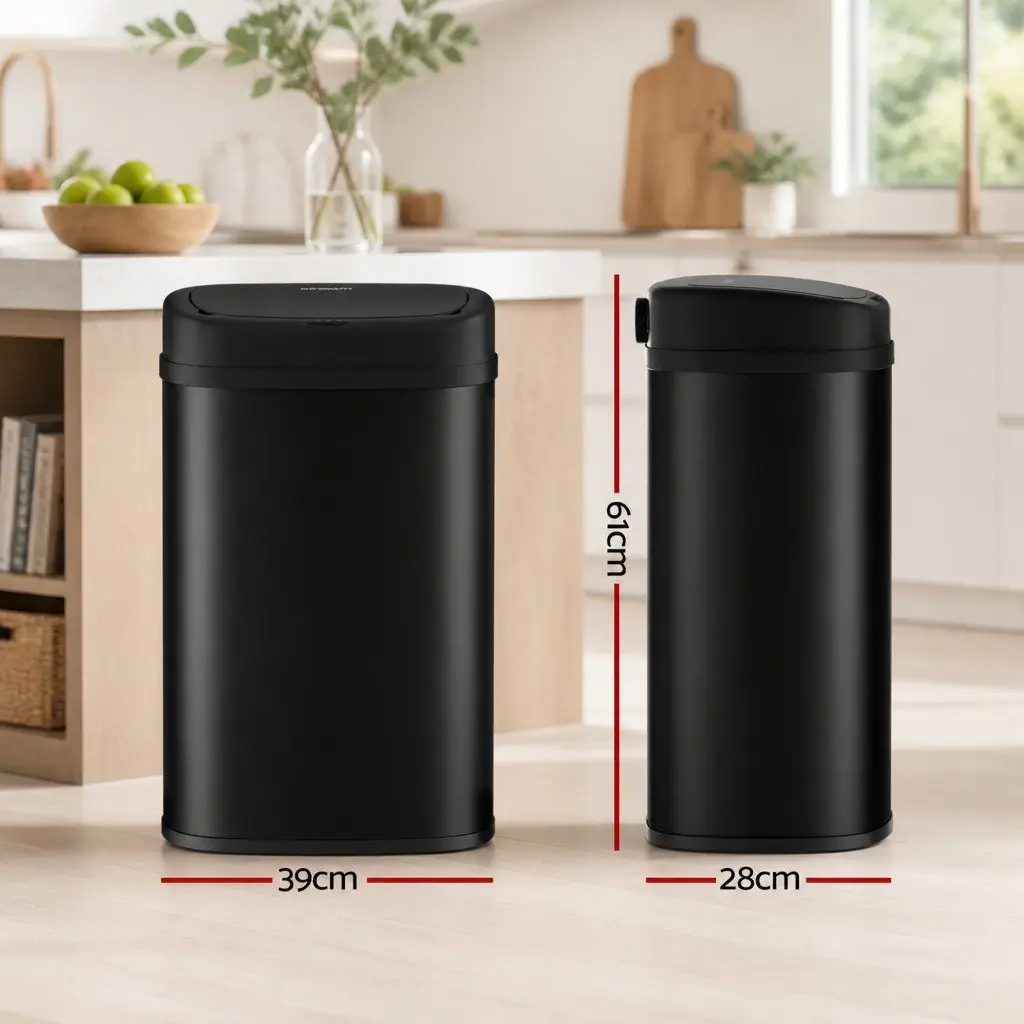 Hands-Free Motion Sensor Trash Can 50L in Black