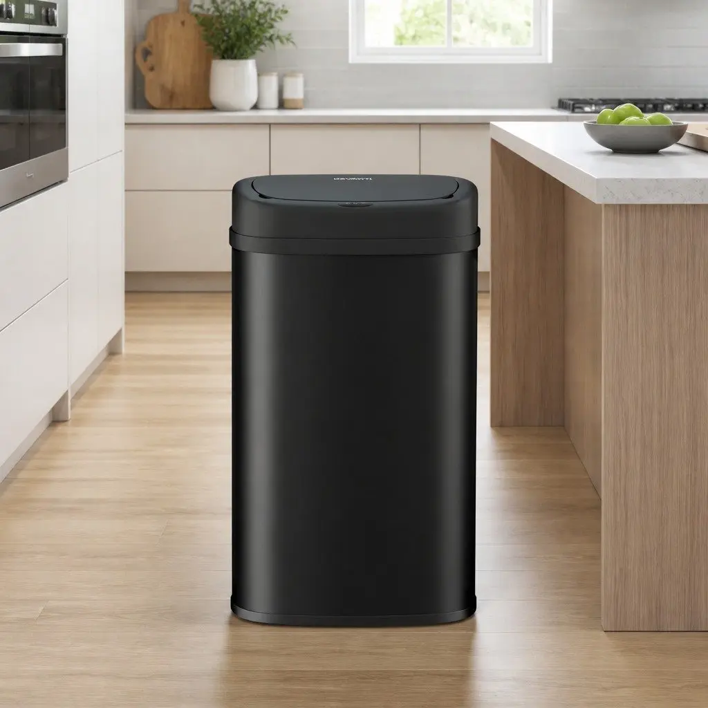 Hands-Free Motion Sensor Trash Can 50L in Black