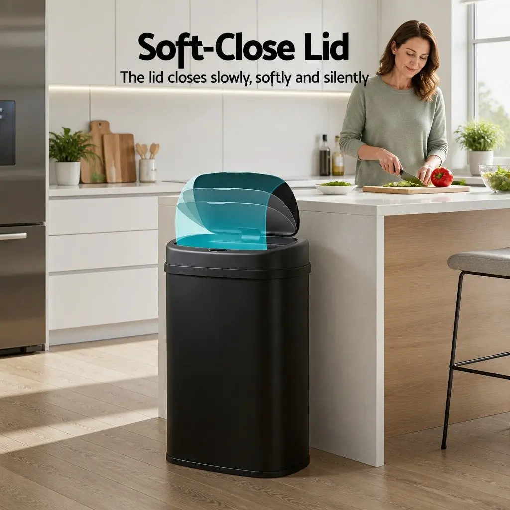 Hands-Free Motion Sensor Trash Can 50L in Black