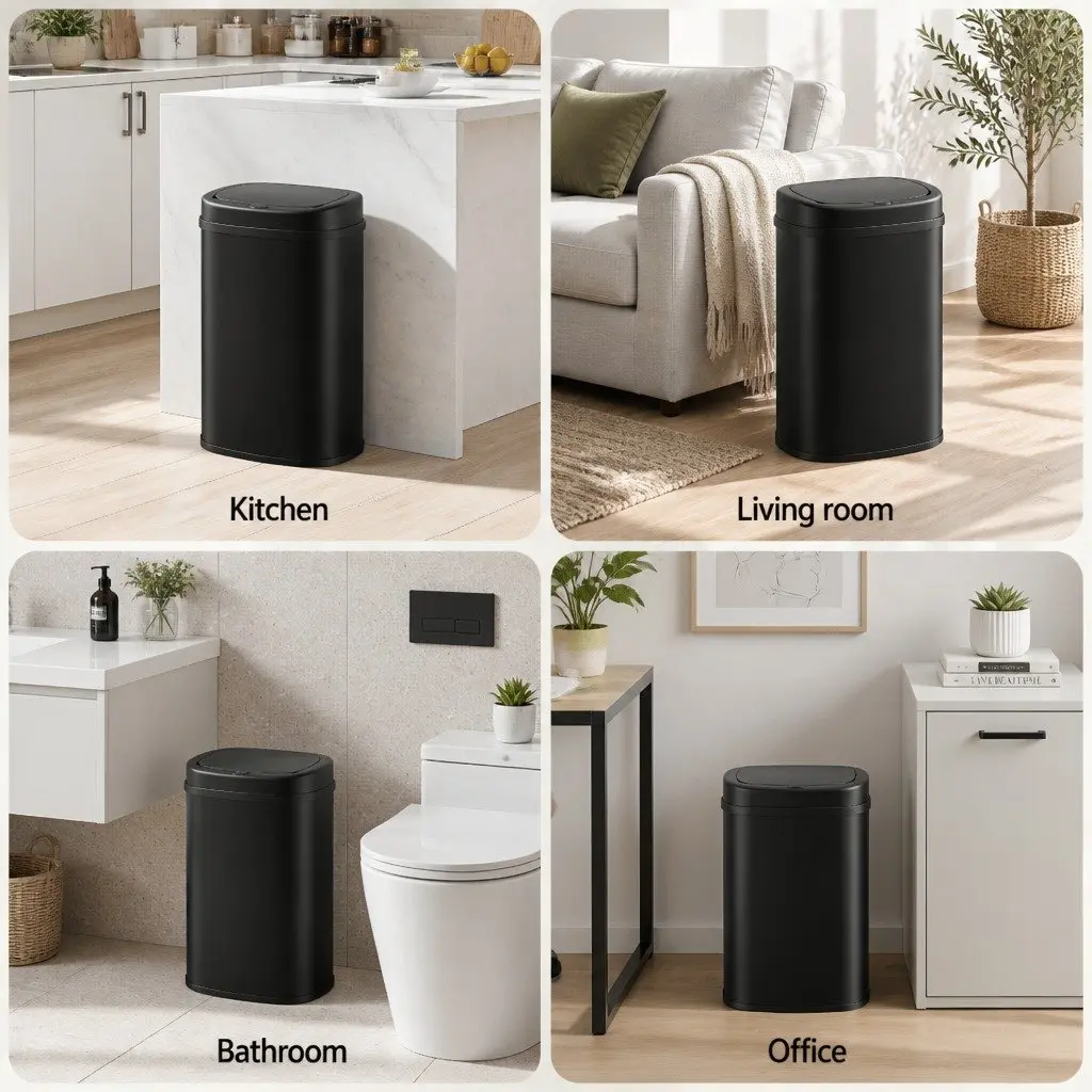 Hands-Free Motion Sensor Trash Can 50L in Black