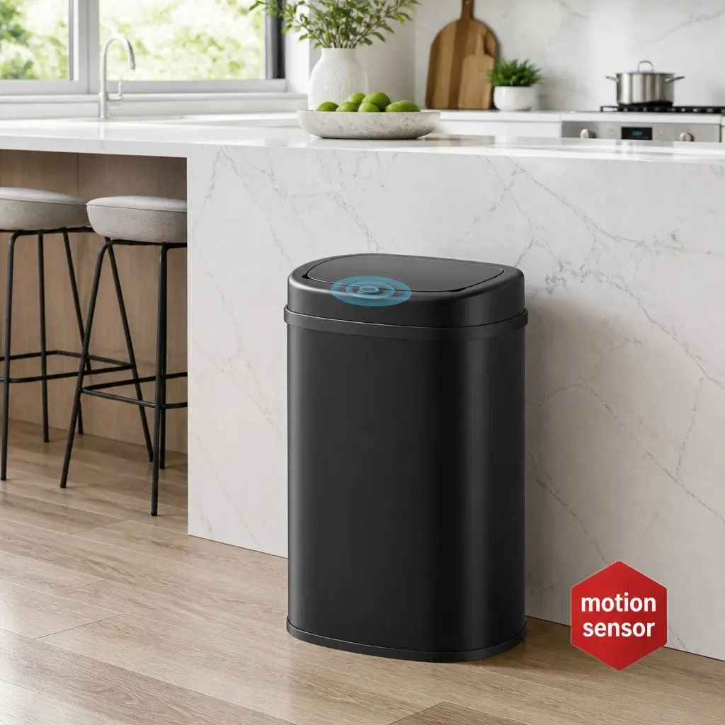 Hands-Free Motion Sensor Trash Can 50L in Black
