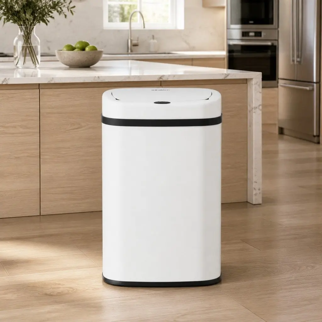 Automatic Rubbish Bin Steel 50L White