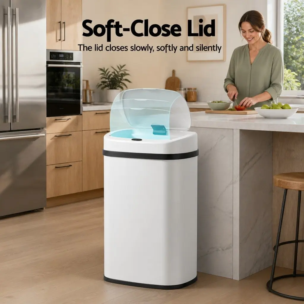 Automatic Rubbish Bin Steel 50L White